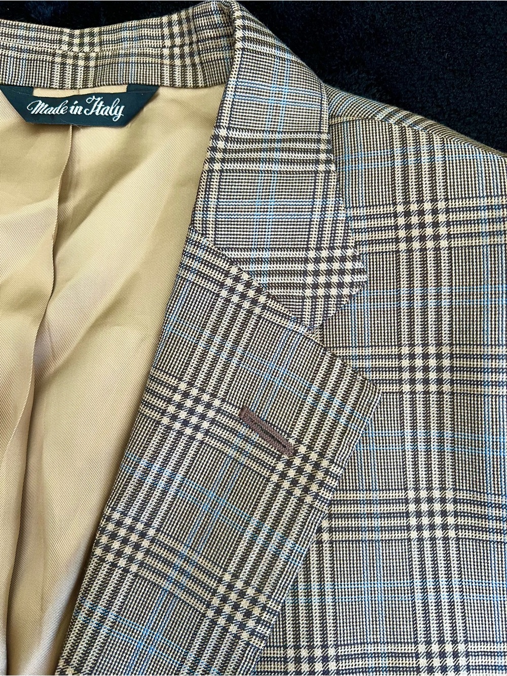 Bloomingdale's Italian Reda Super 130, Sport Coat , Beige with Blue Windowp